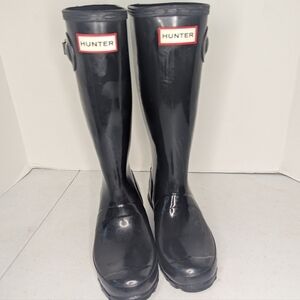 Hunter Kids Gloss Black Tall Rain Boots UK 3 Us 4b Us 5g
